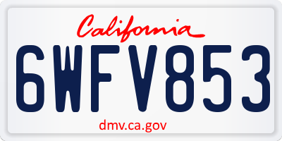 CA license plate 6WFV853