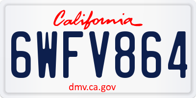 CA license plate 6WFV864