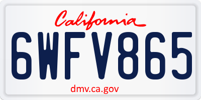 CA license plate 6WFV865