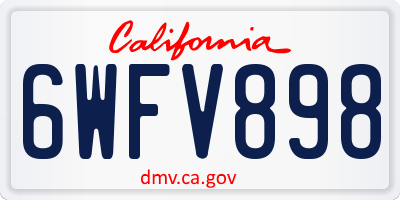 CA license plate 6WFV898