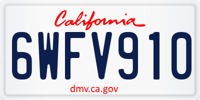 CA license plate 6WFV910