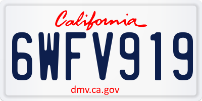 CA license plate 6WFV919