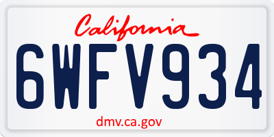 CA license plate 6WFV934