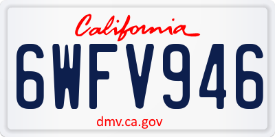 CA license plate 6WFV946