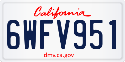CA license plate 6WFV951