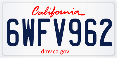 CA license plate 6WFV962