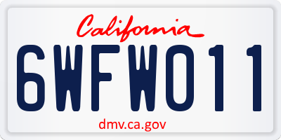 CA license plate 6WFW011
