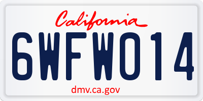 CA license plate 6WFW014