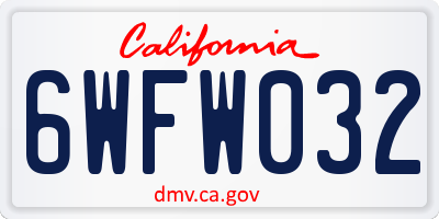 CA license plate 6WFW032