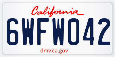 CA license plate 6WFW042
