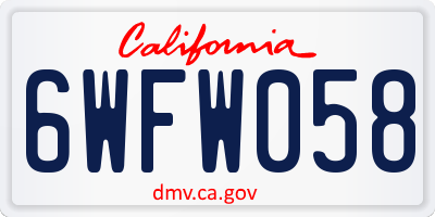 CA license plate 6WFW058