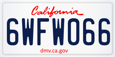 CA license plate 6WFW066