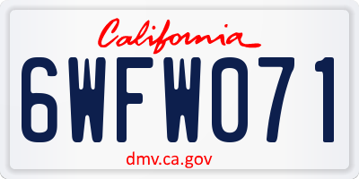 CA license plate 6WFW071