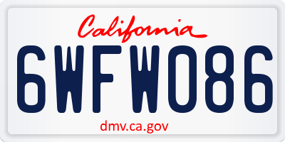CA license plate 6WFW086