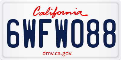 CA license plate 6WFW088