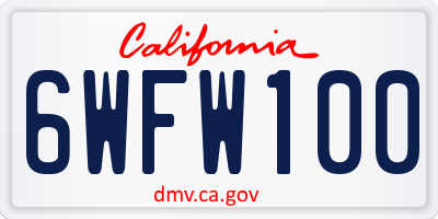 CA license plate 6WFW100