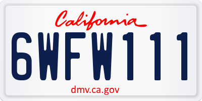 CA license plate 6WFW111