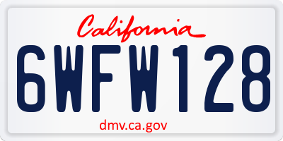 CA license plate 6WFW128