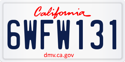 CA license plate 6WFW131