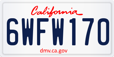 CA license plate 6WFW170