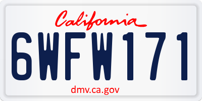 CA license plate 6WFW171