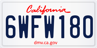 CA license plate 6WFW180