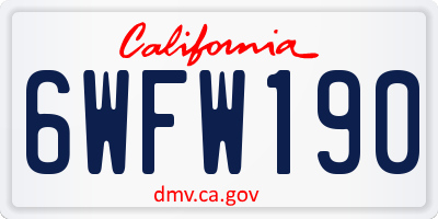 CA license plate 6WFW190