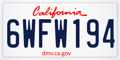 CA license plate 6WFW194