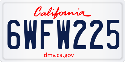 CA license plate 6WFW225