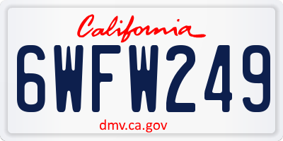 CA license plate 6WFW249