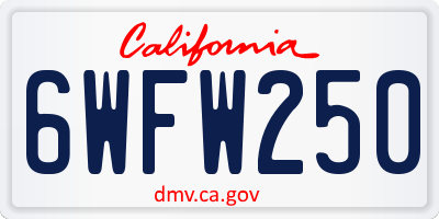 CA license plate 6WFW250