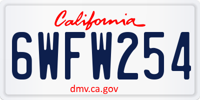 CA license plate 6WFW254