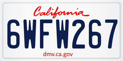 CA license plate 6WFW267