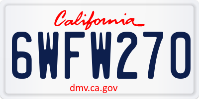 CA license plate 6WFW270