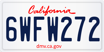CA license plate 6WFW272