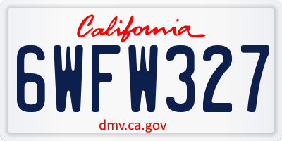 CA license plate 6WFW327