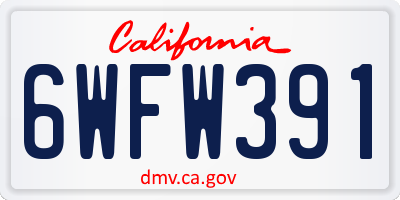 CA license plate 6WFW391