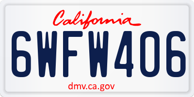 CA license plate 6WFW406