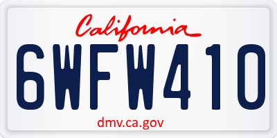 CA license plate 6WFW410