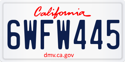 CA license plate 6WFW445