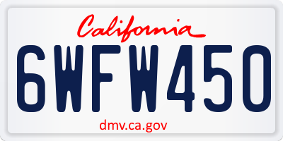 CA license plate 6WFW450