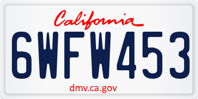 CA license plate 6WFW453