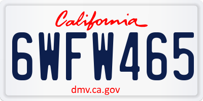 CA license plate 6WFW465