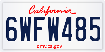 CA license plate 6WFW485