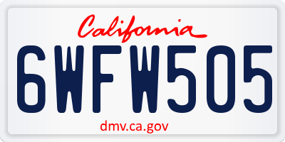 CA license plate 6WFW505