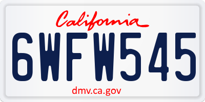 CA license plate 6WFW545