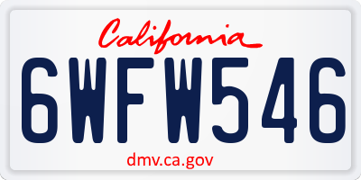 CA license plate 6WFW546