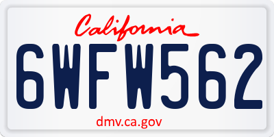 CA license plate 6WFW562