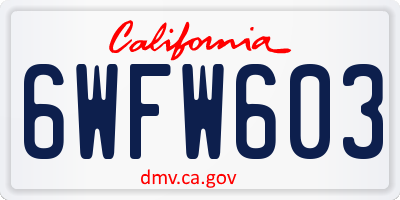 CA license plate 6WFW603