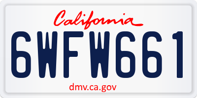 CA license plate 6WFW661